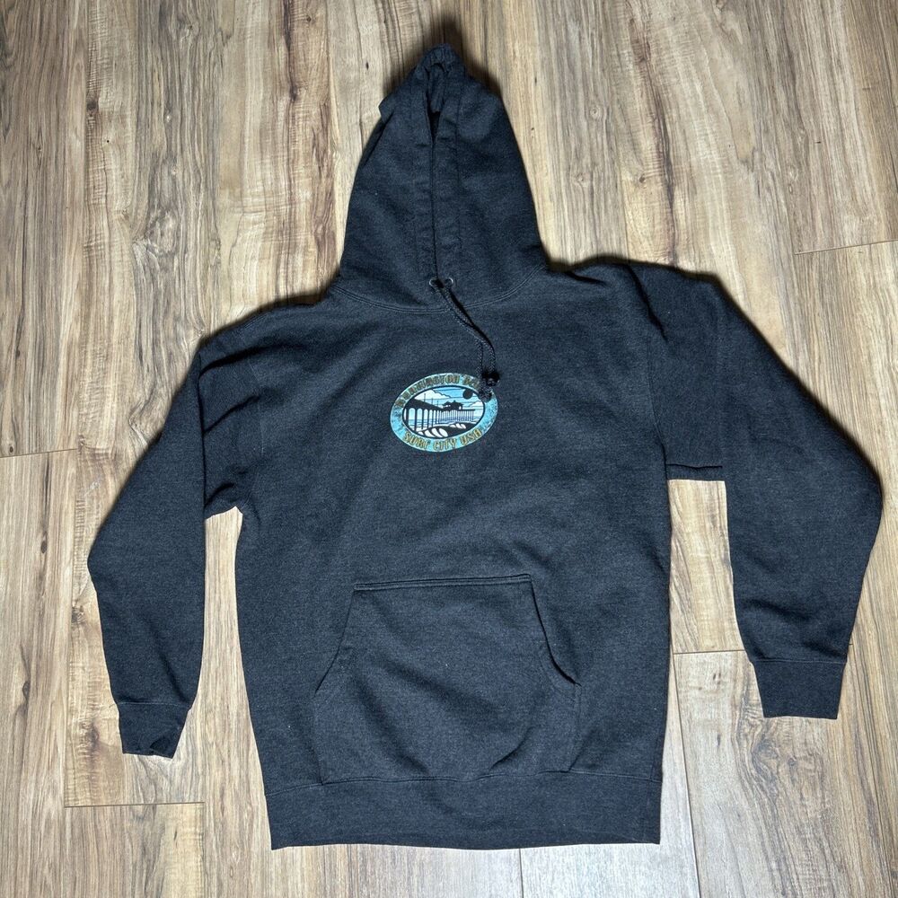 Jack's Surfboards Gray Hoodie Sweatshirt Large Huntington Beach Surf City Jacks
